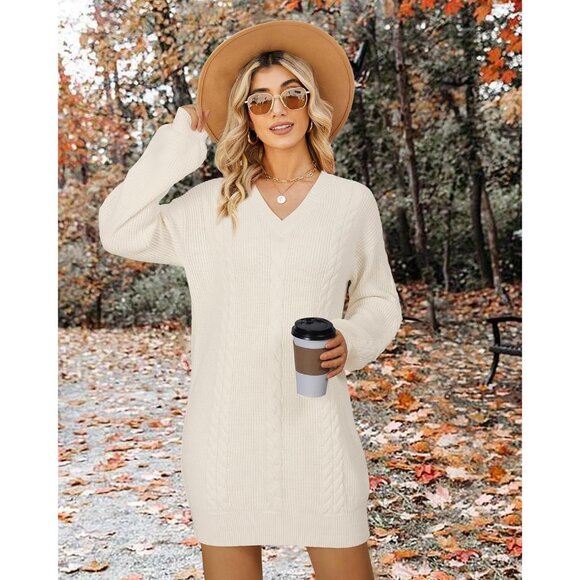 Versatile Mini Sweater Dress with Drop Shoulders - Perfect for Any Occasion - Picture 4 of 5